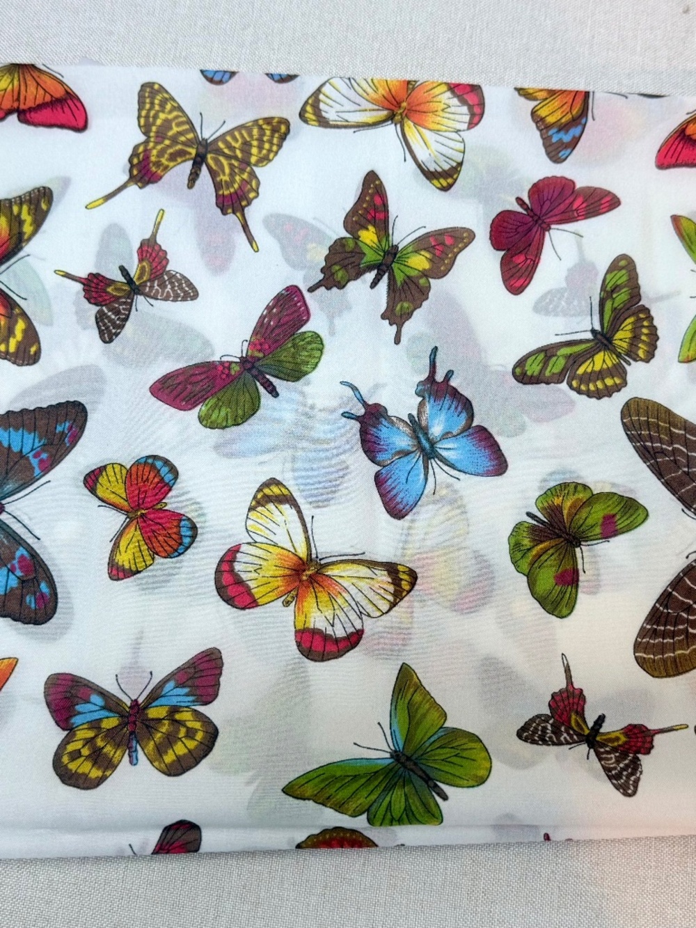 Multi Color Butterfly Scarf Made in Italy 15” x 43”
